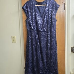 BloomChic Navy Sequin Midi Dress